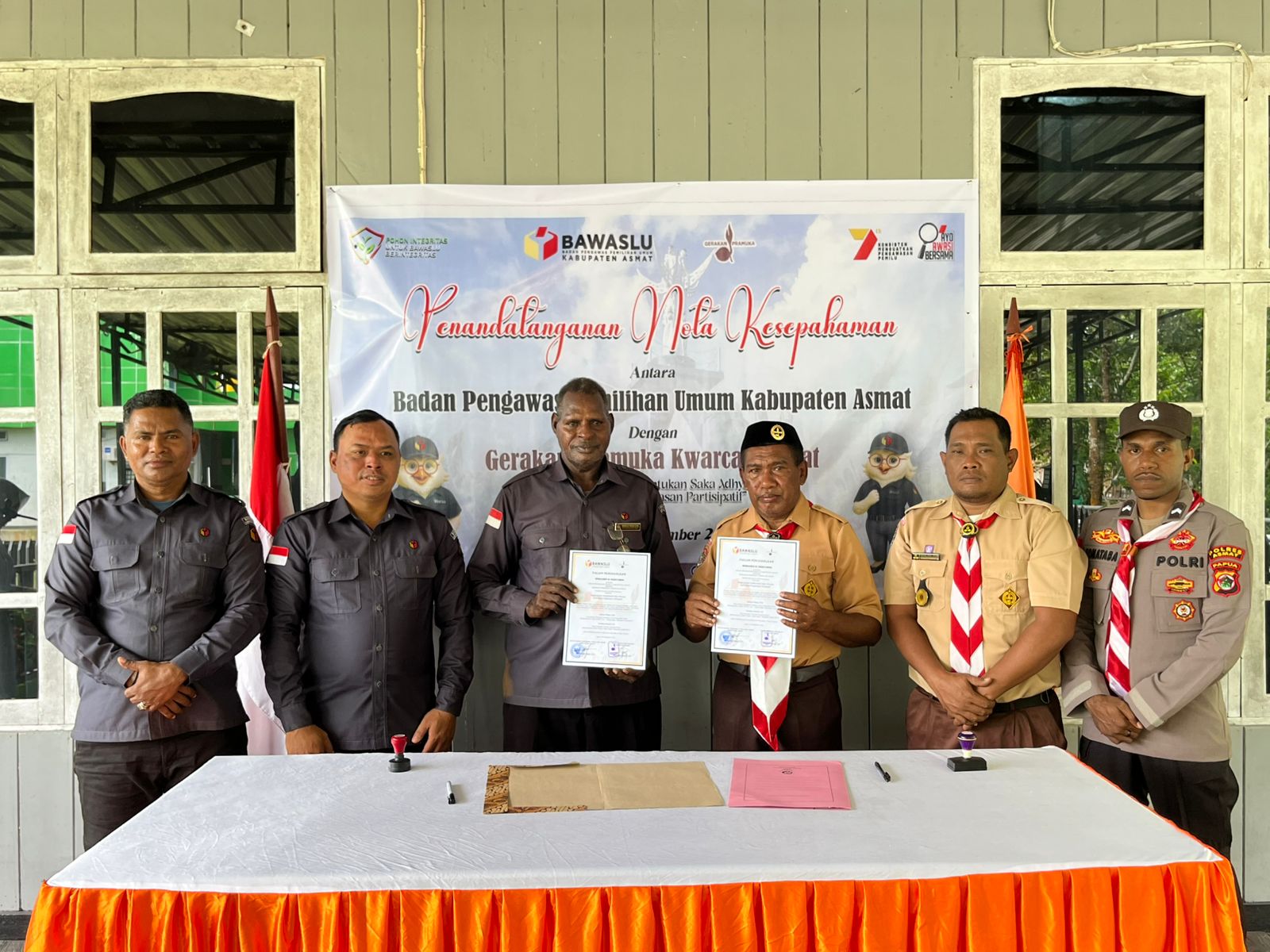 Saka Adhyasta Pemilu Resmi Dibentuk, Bawaslu Asmat Gandeng Gerakan Pramuka Kwarcab 